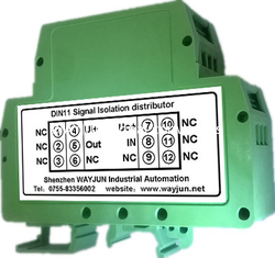 China WAYJUN 3000VDC isolation rail Loop-Powered 4-20mA Signal Isolator Green DIN35 signal converter supplier