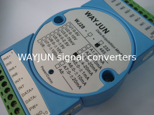 WAYJUN 3000VDC isolation 8 channels 4-20mA/0-5V to RS485 analog I/O module blue AD Converters 24Bits DIN35 supplier