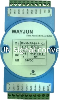 NPN to PNP pulse signal isolated transmitter blue DIN35 signal converter 3000V isolation 3 in 3 out supplier