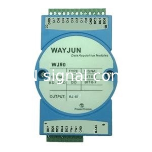 WAYJUN Eight channels  DI/DO Ethernet switch to RJ45，Modbus TCP blue switch digital to MODBUS TCP DIN35 supplier