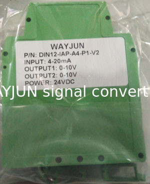4-20ma to 4-20ma current isolation splitter WAYJUN 3000VDC  one in two out signal transmitter green DIN35 CE approved supplier